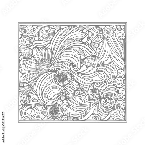 Line art drawn Flowers bouquet. Line art for adult coloring book style. Vector illustration for coloring page.