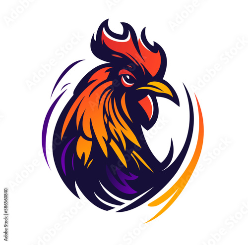 rooster head illustration on white background for logo or sports team mascot