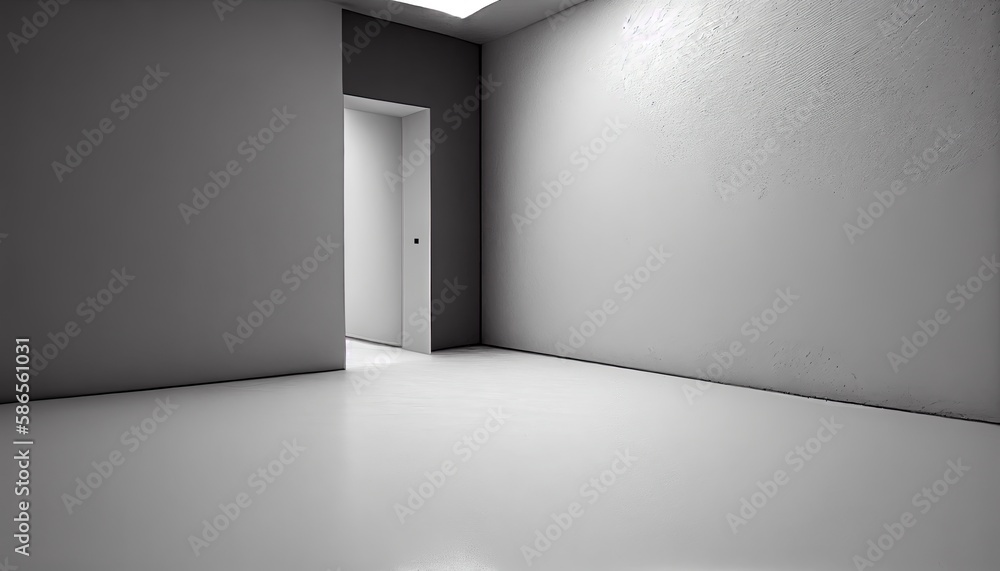 Empty room with window, walls, floor and ceiling. 3d blank interior of ...