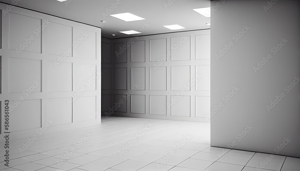 Empty room with window, walls, floor and ceiling. 3d blank interior of ...