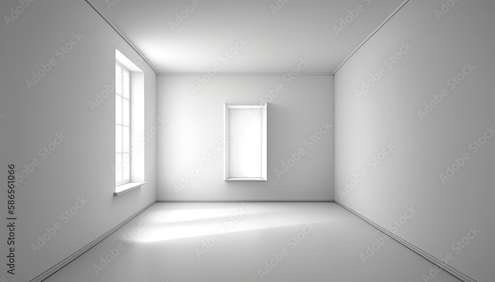 Empty room with window, walls, floor and ceiling. 3d blank interior of ...