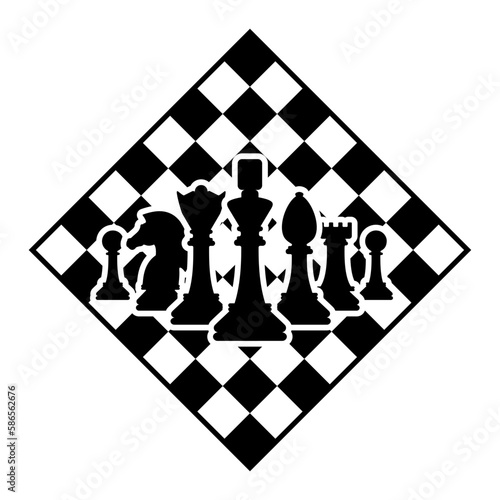 Wallpaper Mural Silhouettes of chess pieces. Chessboard. Black and white. Chess icons. Vector chess isolated on white background. Playing chess on the Board. King, Queen, rook, knight, Bishop, pawn Torontodigital.ca