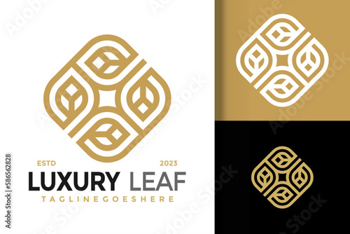 Luxury leaf ornamental logo vector icon illustration