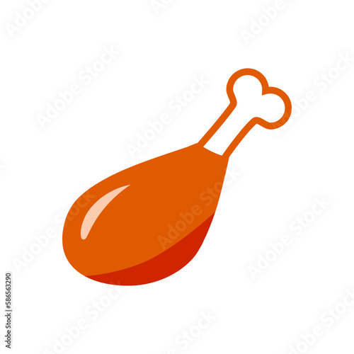 Chicken thigh. Vector icon on vhite background. photo