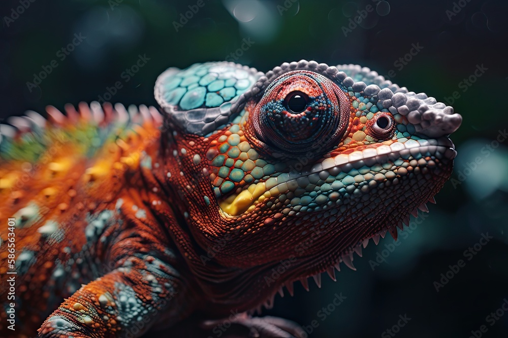 Fototapeta premium colorful chameleon lizard. Generative Ai