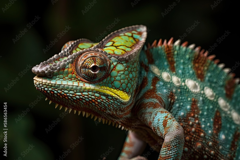 Obraz premium colorful chameleon lizard. Generative Ai