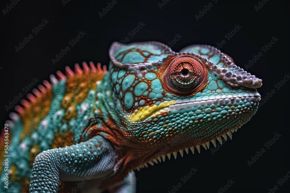 colorful chameleon lizard. Generative Ai colorful chameleon lizard. Generative Ai