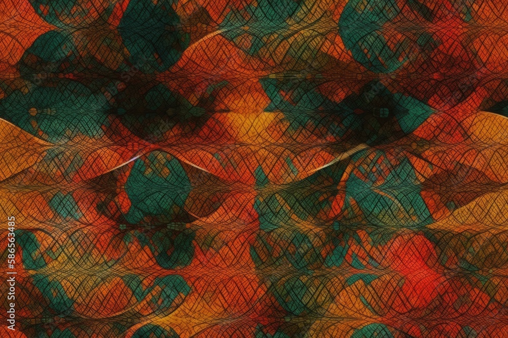 an abstract painting with colorful leaves. Generative AI