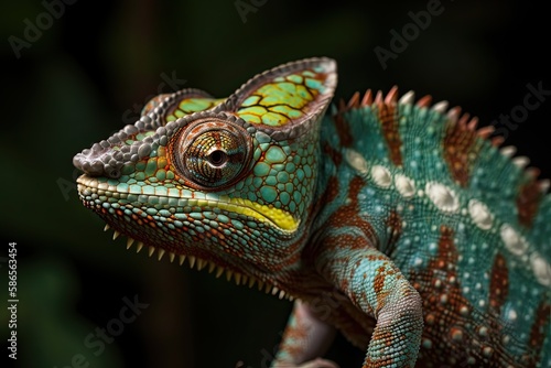 colorful chameleon lizard. Generative Ai