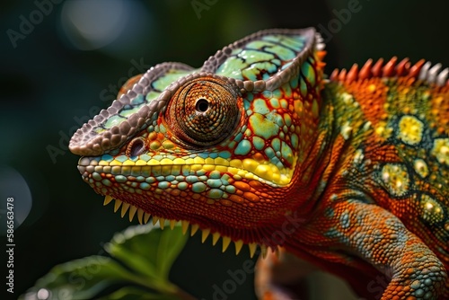 colorful chameleon lizard. Generative Ai © XtzStudio