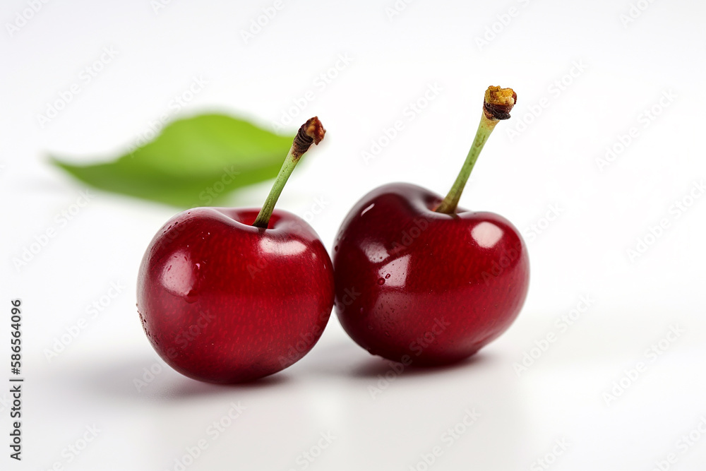 Cherry on white background. Generative Ai Cherry on white background. Generative Ai