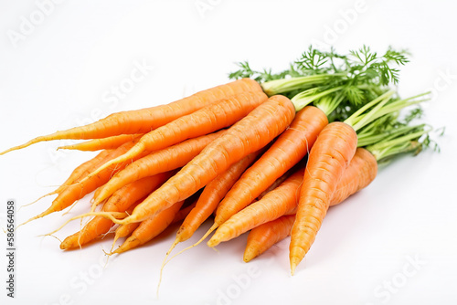 Carrots on white background. Generative Ai