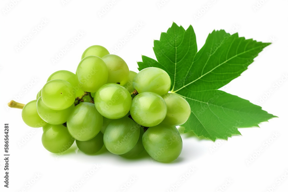 Green grape with leaves isolated on white. Generative Ai
Green grape with leaves isolated on white. Generative Ai