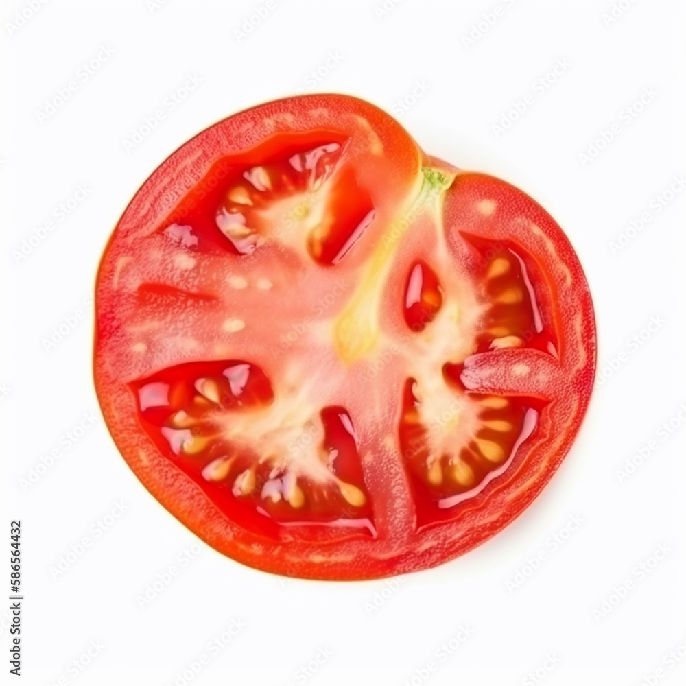 Slice of tomato isolated on white background. Generative Ai Slice of tomato isolated on white background. Generative Ai