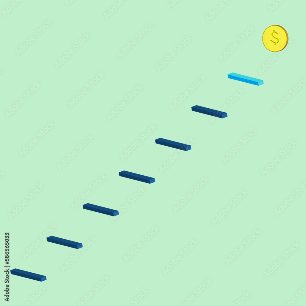 The ladder of succes that sparles. Vector illustration. 3D The ladder of succes that sparles. Vector illustration. 3D
