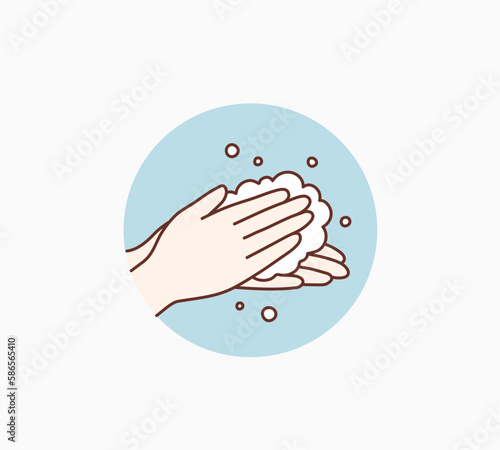 Vector Illustration Of Washing Hands. Hand drawn style vector design illustrations.