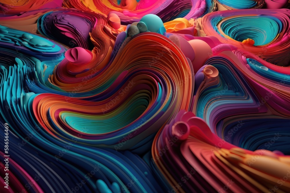 Fototapeta premium vibrant and colorful abstract painting with bold brushstrokes and various hues. Generative AI
