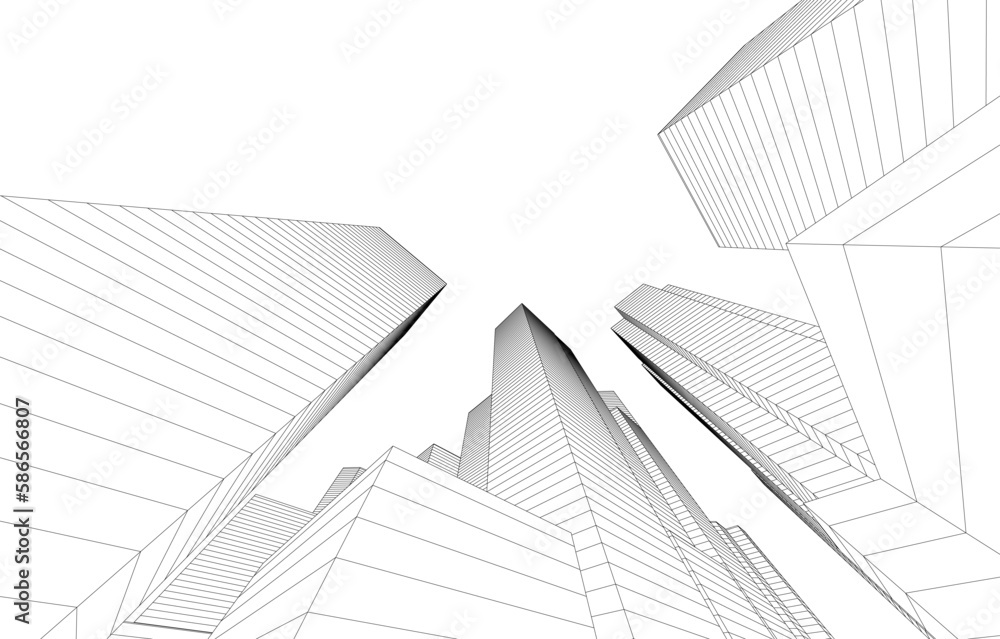 Fototapeta premium skyscrapers in the city 3d illustration