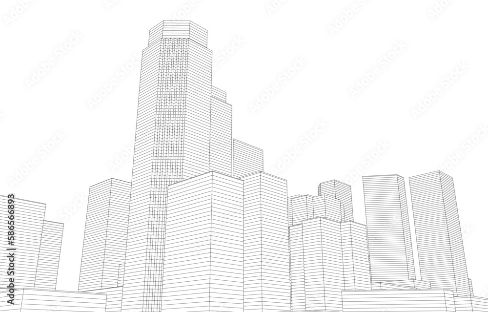 skyscrapers in the city 3d illustration