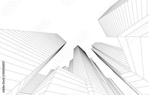 skyscrapers in the city 3d illustration