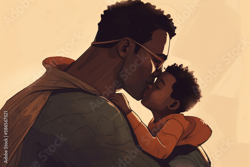 Illustration of Hero Father and Child