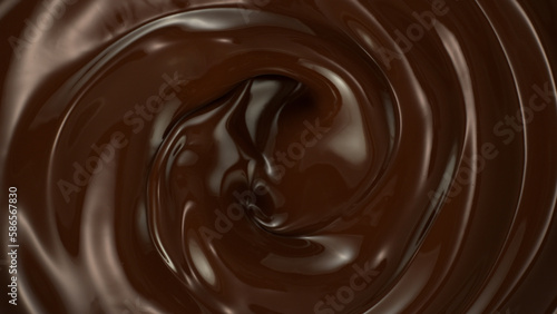 Close-up of Whirling Melted Dark Chocolate