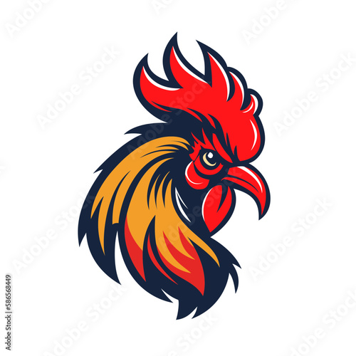 rooster head illustration on white background for logo or sports team mascot