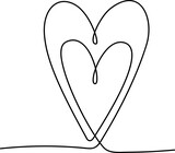 One line  heart . Single line Hand drawn contour, outline. Line art. Love sign. Object for design. Black and pink illustration. Handdrawn rough marker or ink pen heart	
