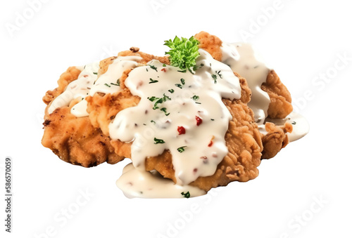 fried chicken fillet with white sauce isolated on transparent background