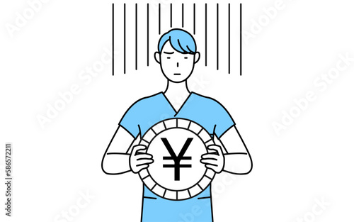 為替差損や円安のイメージ、男性看護師、理学療法士、作業療法士、言語聴覚士、看護助手