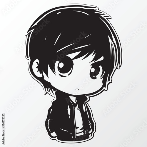 Cartoon boy character sketch in anime style