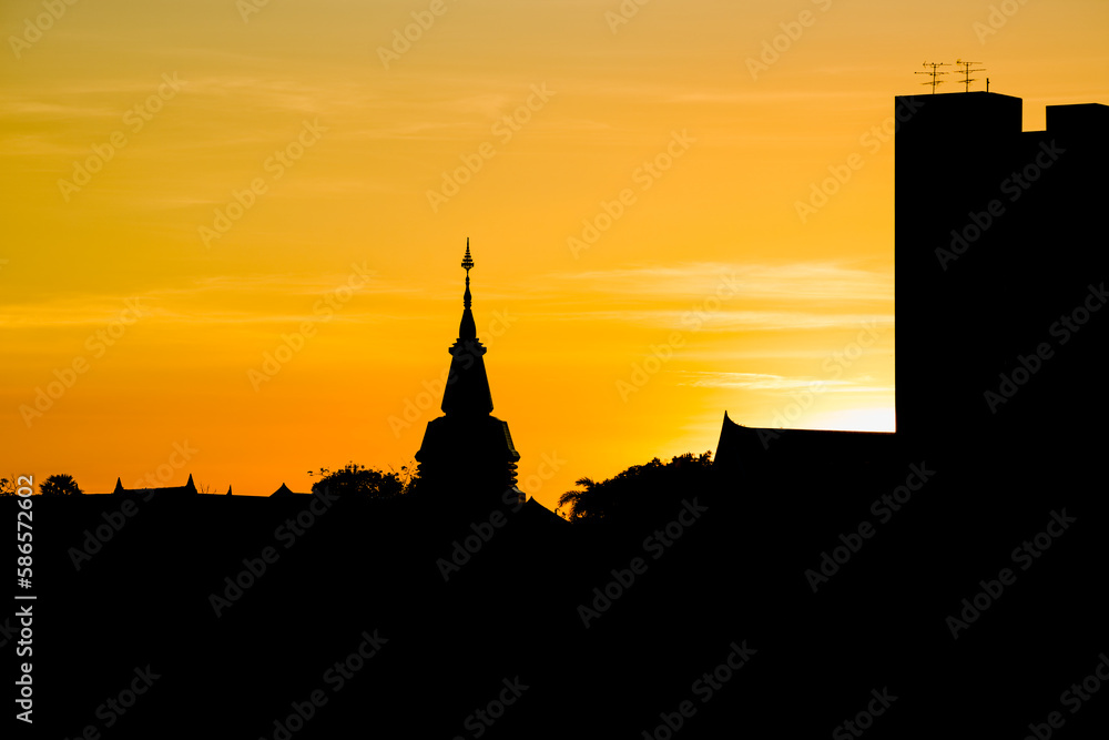 Silhouetted of temple