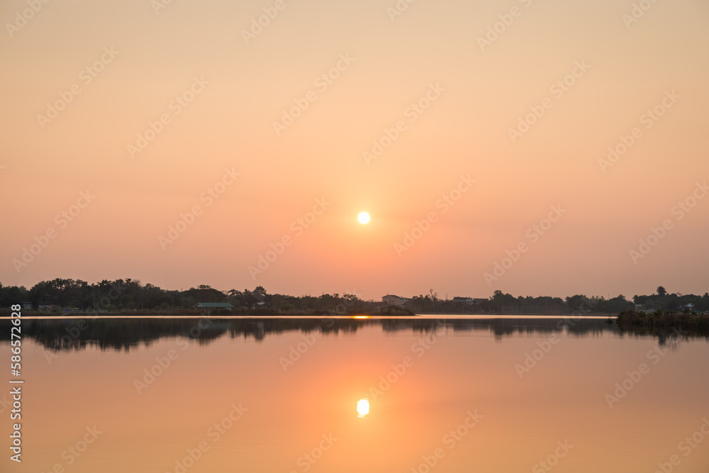 Sunset at the lake landscape