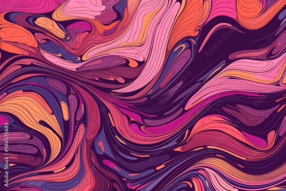 vibrant abstract background with fluid lines and curves. Generative AI