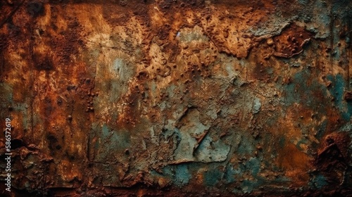 Old Grunge rusty copper bronze texture, background. Generative AI © Filip