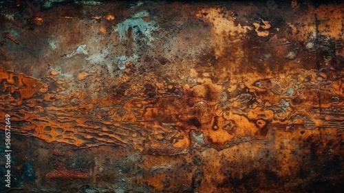 Old Grunge rusty copper bronze texture, background. Generative AI