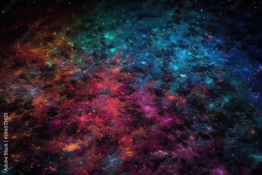 vibrant starry sky filled with colorful stars and galaxies. Generative AI