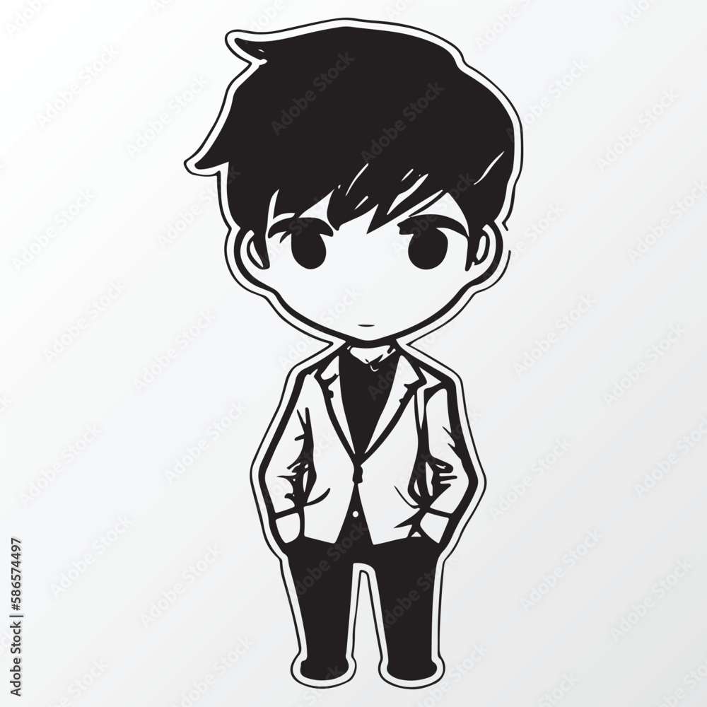 Cartoon boy character sketch in anime style Cartoon boy character sketch in anime style