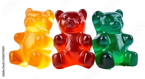gummy bears isolated on transparent background photo