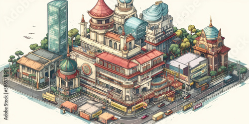 clipart traveling Bangkok city Generative AI