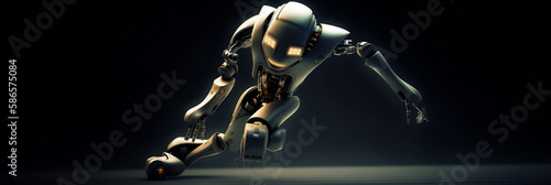 Robot Android running. Generative AI.