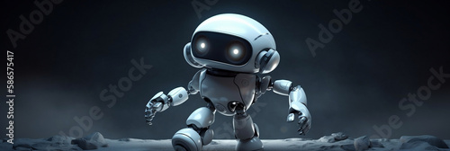 Cute artificial intelligence robot, Android, running. Generative AI.
