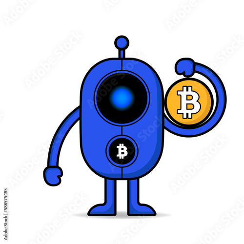 cute robot bitcoin design mascot