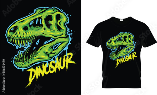 Dinosaur skull t-shirt design.Colorful and fashionable t-shirt design for man and women.