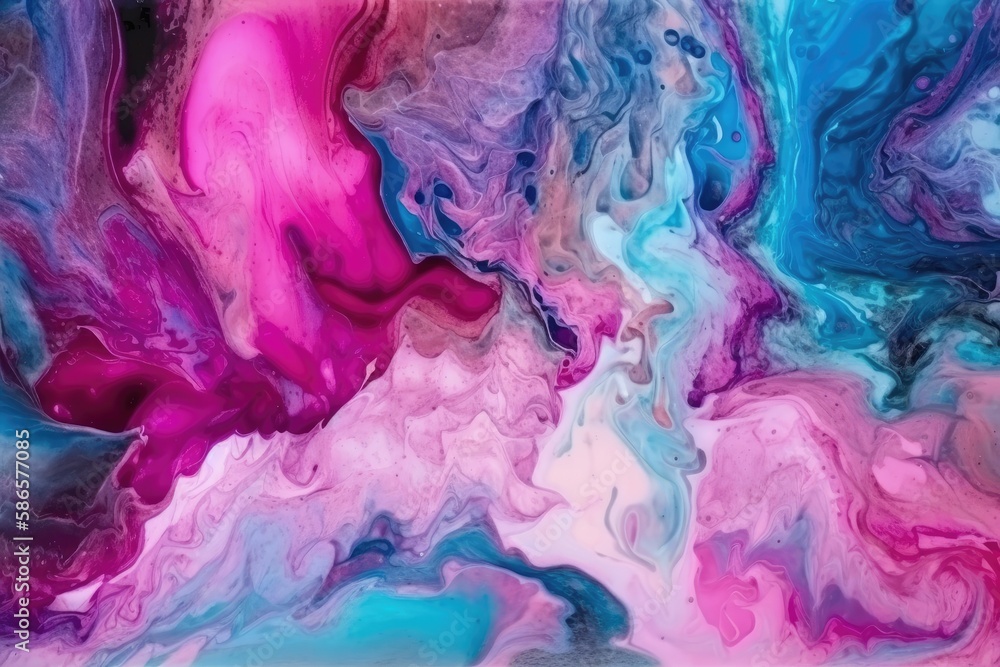 an abstract painting featuring shades of blue, pink, and purple. Generative AI