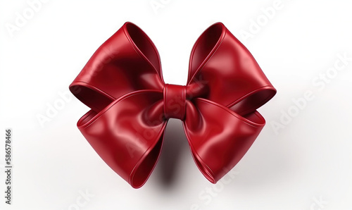  a large red bow on a white background with clipping for the bottom of the bow to be added to the top of the bow.  generative ai