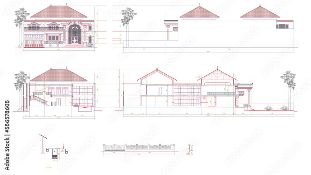 Dream luxury home blueprint illustration, dream home layout blueprint vector
