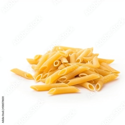 pasta isolated on white, penne rigate, generative ai
