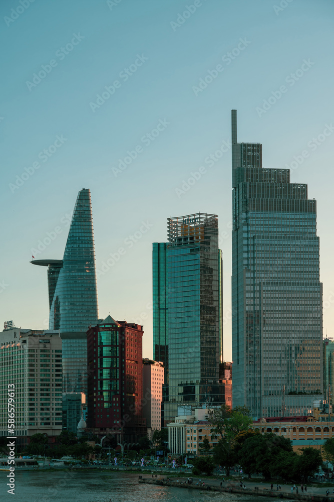 District 1 Ho Chi Minh city skyscrapers in after noon District 1 Ho Chi Minh city skyscrapers in after noon