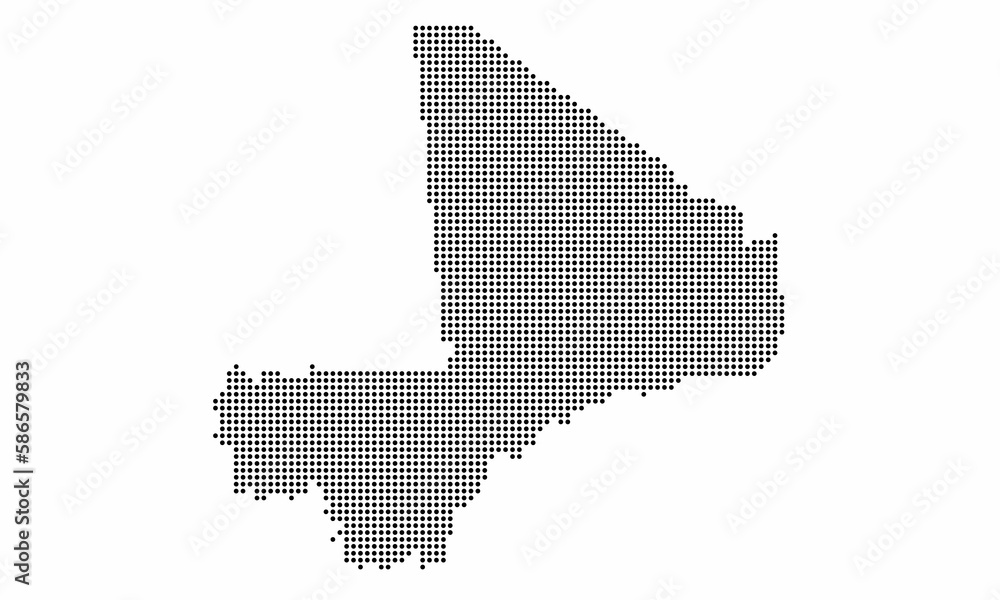 Mali dotted map with grunge texture in dot style. Abstract vector illustration of a country map with halftone effect for infographic. 